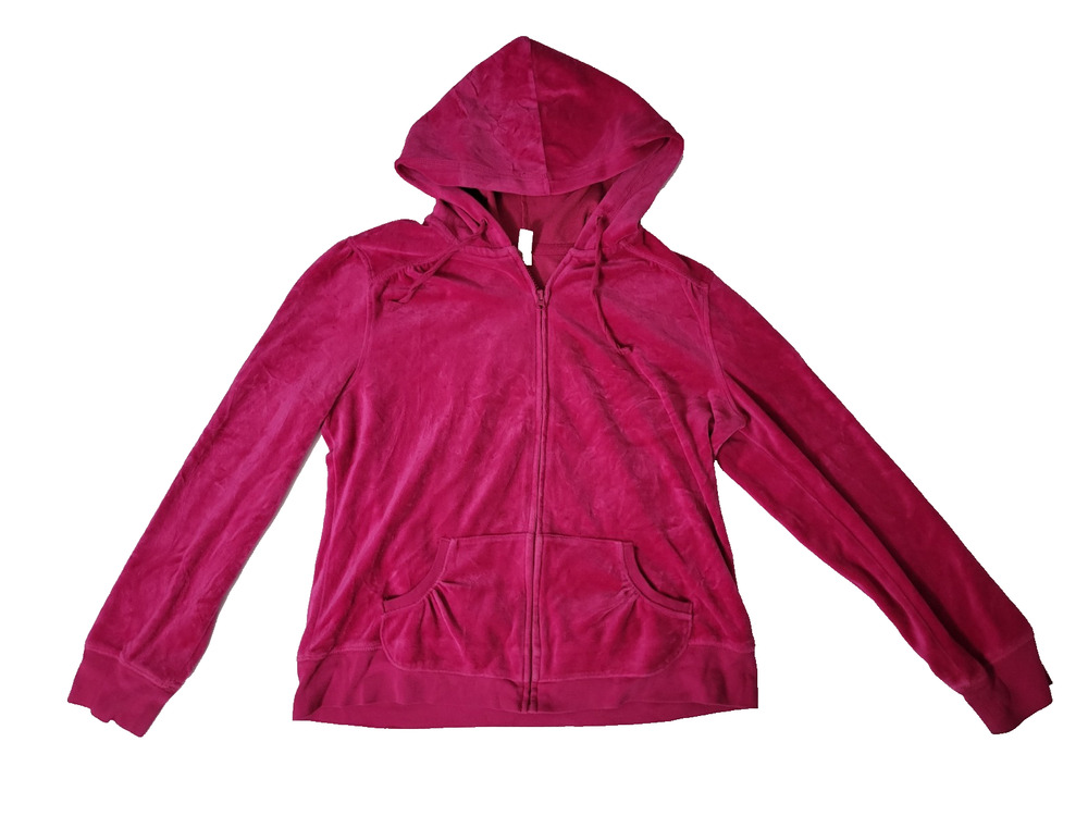 Old Navy Intimates Womens Large Pink Velour Full Zip Hoodie Y2K Style